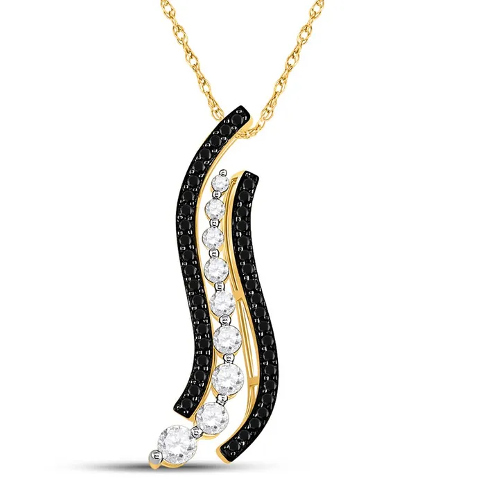 Necklaces gndatlanta 10k Yellow Gold Black Diamond Graduated Journey Pendant 1 Cttw Necklaces gndatlanta 10k Yellow Gold Black Diamond Graduated Journey Pendant 1 Cttw