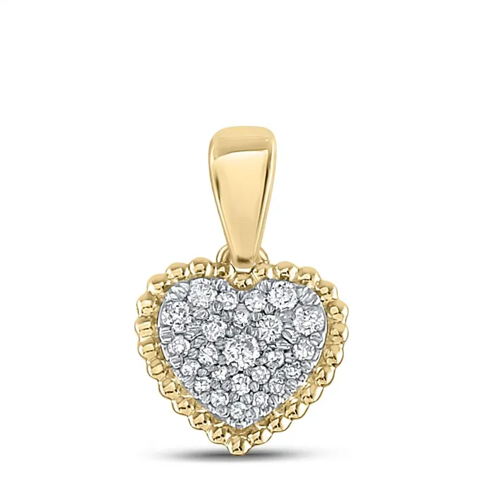 Necklaces gndatlanta 10k Yellow Gold Round Diamond Heart Pendant 18 Cttw