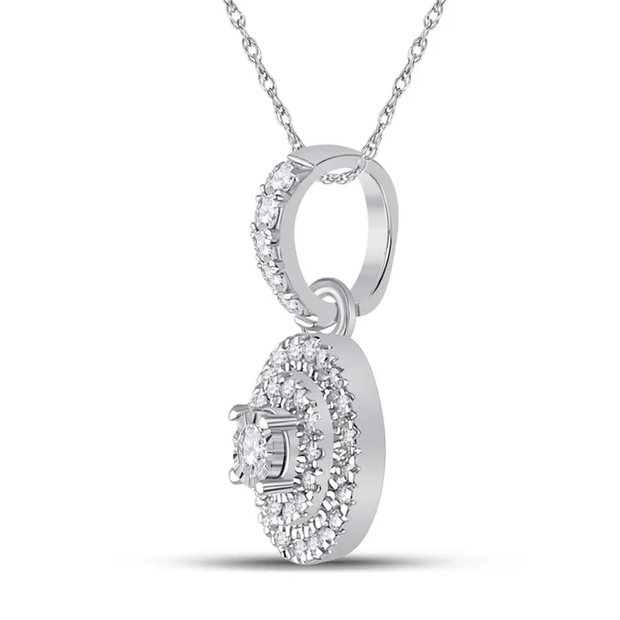Necklaces gndatlanta 14k White Gold Round Diamond Circle Pendant 16 Cttw