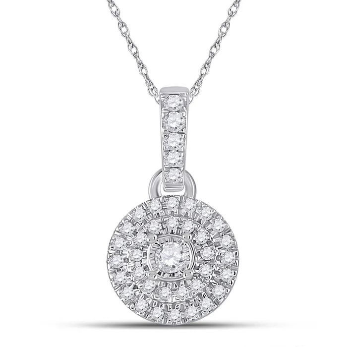 Necklaces gndatlanta 14k White Gold Round Diamond Circle Pendant 16 Cttw