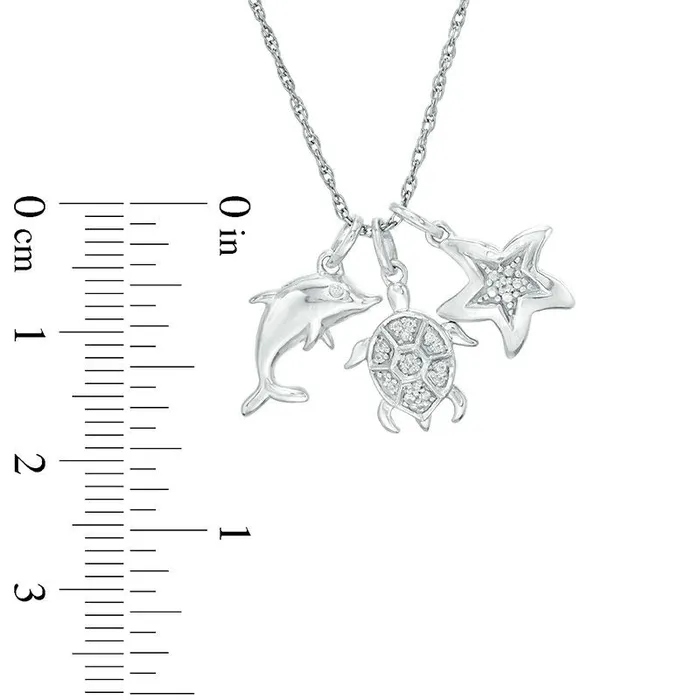 Necklaces Goldia 005 CT TW Natural Diamond Sea Life Themed Charm Pendant in Sterling Silver Necklaces Goldia 005 CT TW Natural Diamond Sea Life Themed Charm Pendant in Sterling Silver