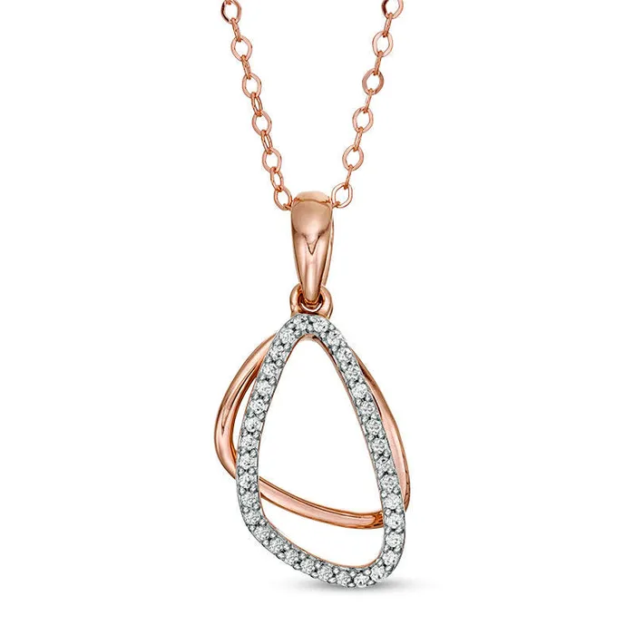 Necklaces Goldia 013 CT TW Natural Diamond Geometric Outline Pendant in 10K Rose Gold Necklaces Goldia 013 CT TW Natural Diamond Geometric Outline Pendant in 10K Rose Gold