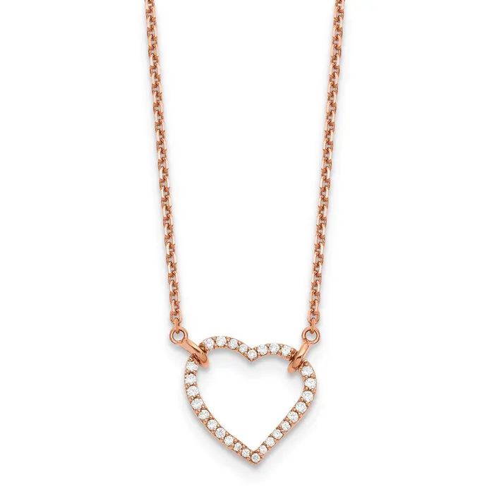 Necklaces Goldia 14K Rose Gold True Origin Lab Grown Real Diamond VSSI D E F Heart Pendant with Chain Necklaces Goldia 14K Rose Gold True Origin Lab Grown Real Diamond VSSI D E F Heart Pendant with Chain