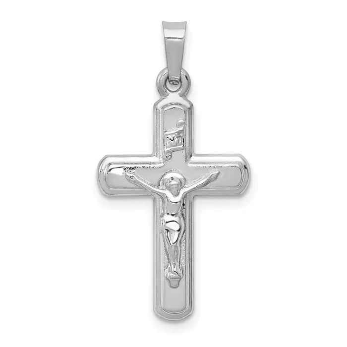 Necklaces Goldia 14k White Gold Polished and Satin INRI Crucifix Pendant