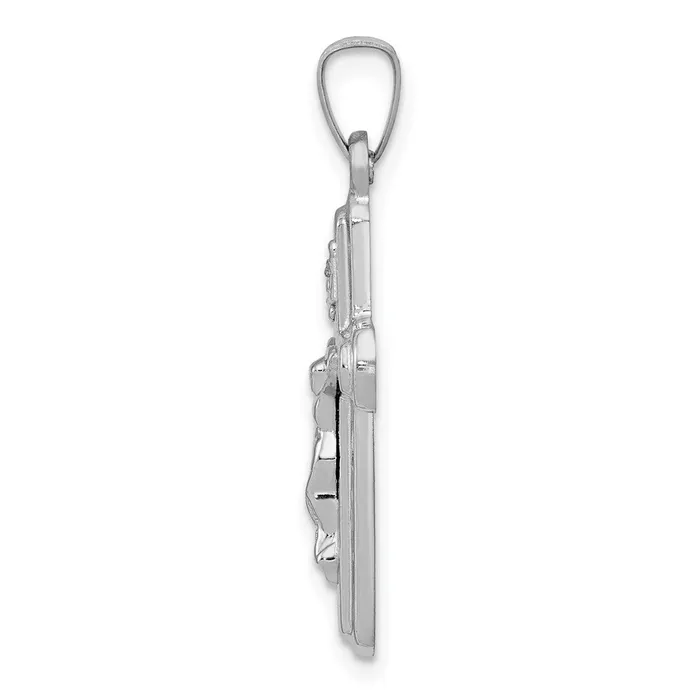 Necklaces Goldia 14k White Gold Polished and Satin INRI Crucifix Pendant