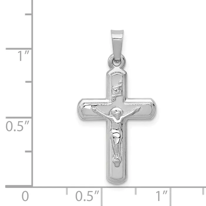 Necklaces Goldia 14k White Gold Polished and Satin INRI Crucifix Pendant