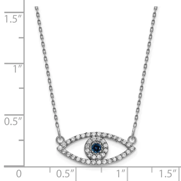 Necklaces Goldia 14k White Gold Small Necklace Diamond and Sapphire Evil Eye
