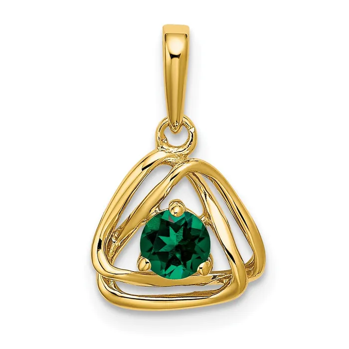 Necklaces Goldia 14K Yellow Gold Created Emerald Triangle Pendant