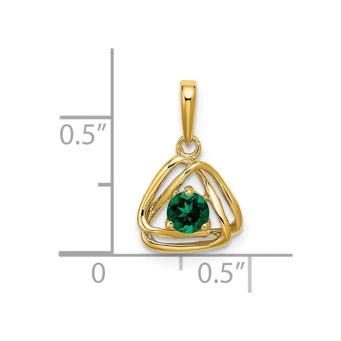 Necklaces Goldia 14K Yellow Gold Created Emerald Triangle Pendant