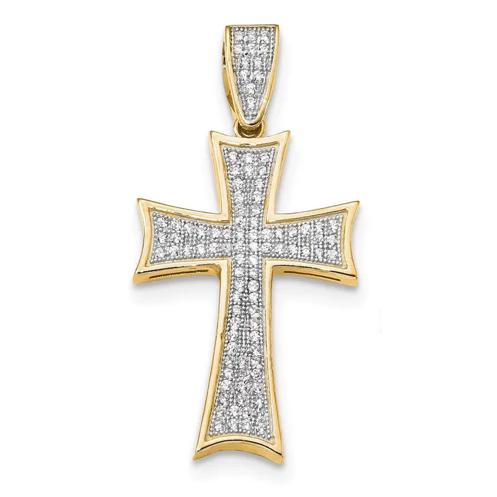 Necklaces Goldia 14k Yellow Rhodium Gold Micro Pav CZ Cross Pendant