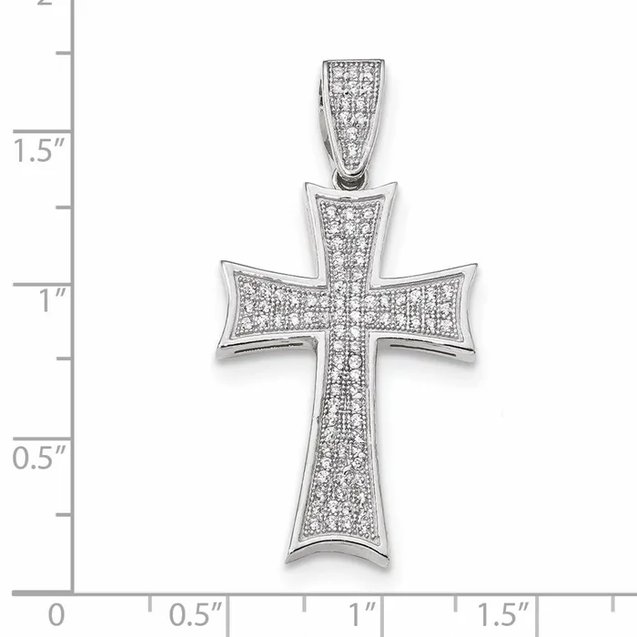 Necklaces Goldia 14k Yellow Rhodium Gold Micro Pav CZ Cross Pendant