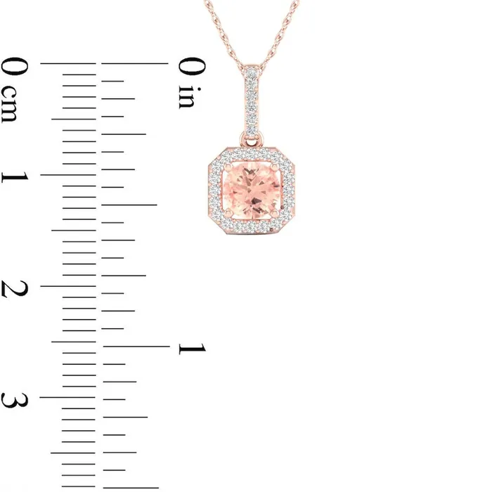 Necklaces Goldia 50mm Morganite and 01 CT TW Natural Diamond Octagonal Frame Pendant in 10K Rose Gold Necklaces Goldia 50mm Morganite and 01 CT TW Natural Diamond Octagonal Frame Pendant in 10K Rose Gold