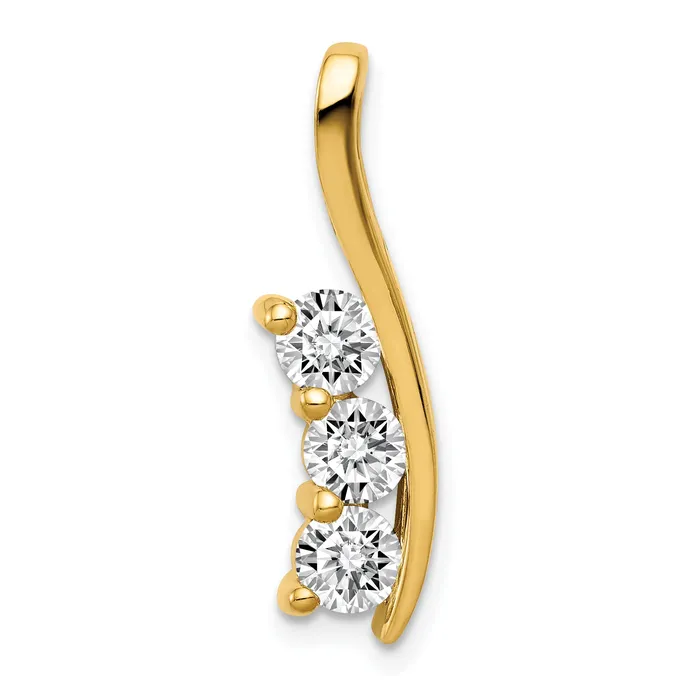 Necklaces Goldiacom 14k VS Diamond Three Stone Curved Bar Pendant