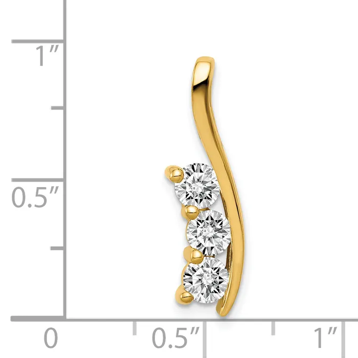 Necklaces Goldiacom 14k VS Diamond Three Stone Curved Bar Pendant