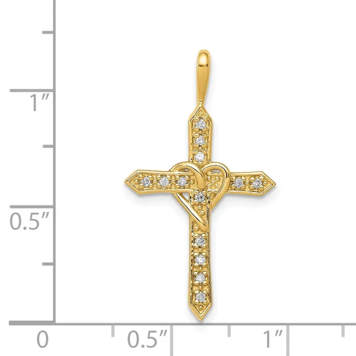 Necklaces Goldia Solid 14k Yellow Gold AA 110ct Simulated CZ Heart Cross Pendant