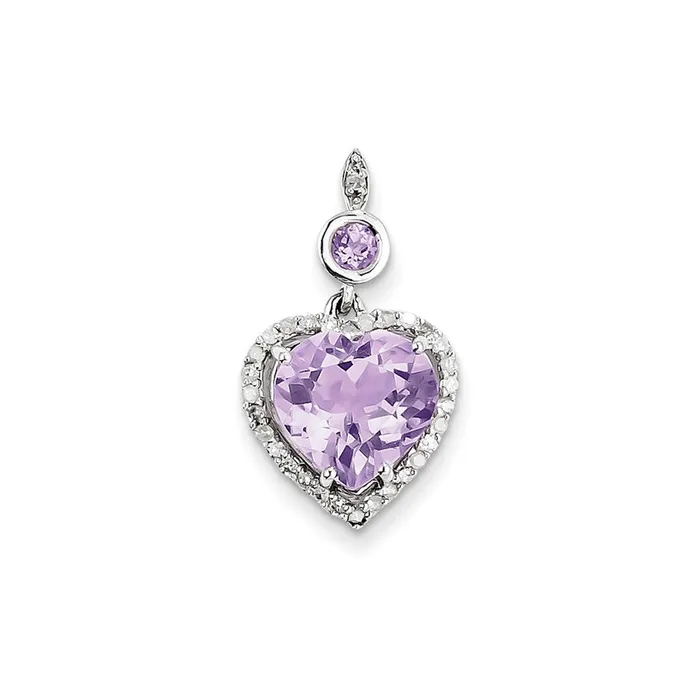 Necklaces Goldia Sterling Silver Diamond u0026 Pink Quartz Pendant