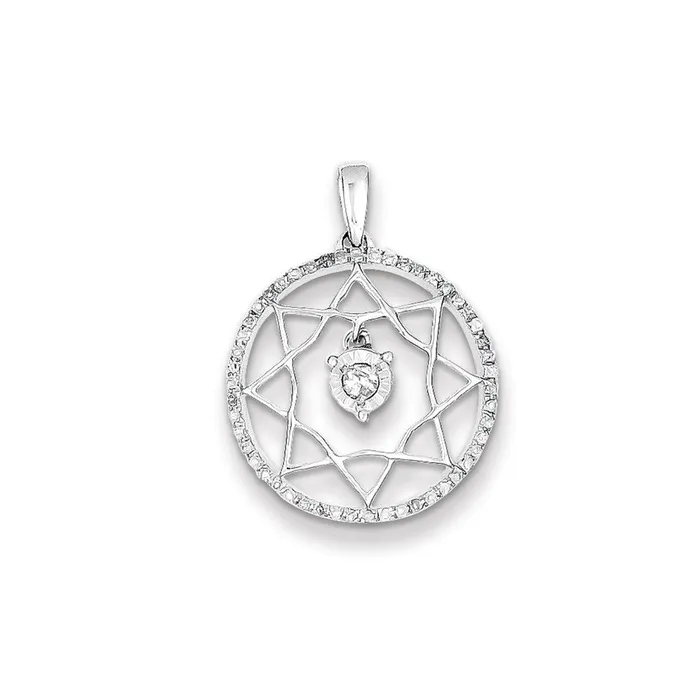 Necklaces Goldia Sterling Silver Rhodium Plated Diamond Star in Circle Pendant Necklaces Goldia Sterling Silver Rhodium Plated Diamond Star in Circle Pendant