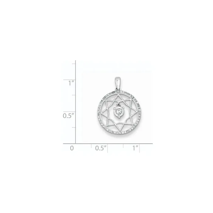 Necklaces Goldia Sterling Silver Rhodium Plated Diamond Star in Circle Pendant