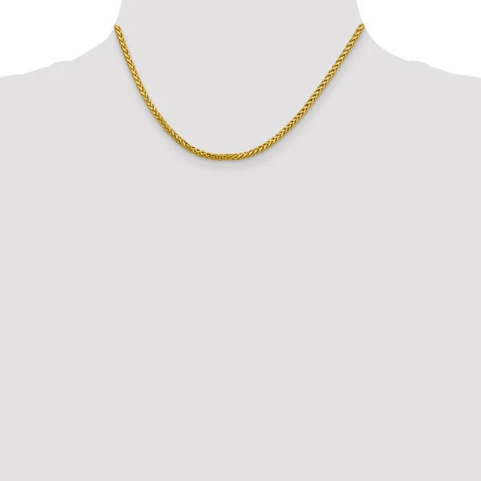Necklaces MDS 14K Yellow Gold 16 inch 25mm SemiSolid Diamondcut Wheat with Lobster Clasp Chain Necklace Necklaces MDS 14K Yellow Gold 16 inch 25mm SemiSolid Diamondcut Wheat with Lobster Clasp Chain Necklace