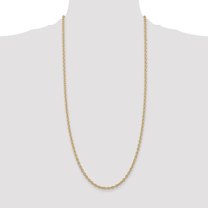 Necklaces MDS 14K Yellow Gold 30 inch 32mm Round Open Link Cable with Lobster Clasp Chain Necklace Necklaces MDS 14K Yellow Gold 30 inch 32mm Round Open Link Cable with Lobster Clasp Chain Necklace