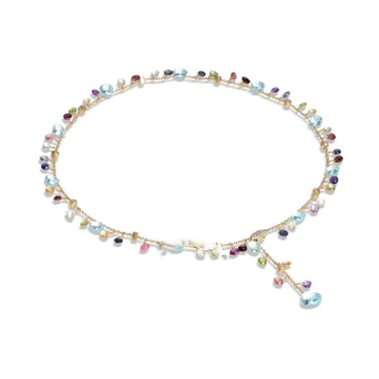 Necklaces Original Marco Bicego Paradise Collection 18K Yellow Gold Blue Topaz And Mixed Gemstone Lariat Necklace JMS always Necklaces Original Marco Bicego Paradise Collection 18K Yellow Gold Blue Topaz And Mixed Gemstone Lariat Necklace JMS always