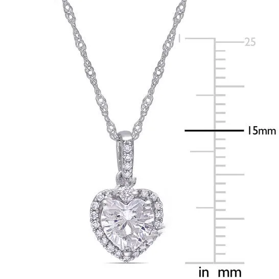 Original AMOUR 45 CT DEW Created Moissanite and 110 CT TW Diamond Heart Halo Pendant with Chain In 10K White Gold JMS always Necklaces Original AMOUR 45 CT DEW Created Moissanite and 110 CT TW Diamond Heart Halo Pendant with Chain In 10K White Gold JMS always Necklaces