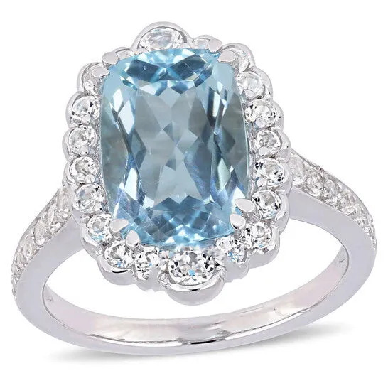 Original Amour 5 78 CT TGW Sky Blue Topaz and White Topaz Cocktail Ring in Sterling Silver JMS always Rings Original Amour 5 78 CT TGW Sky Blue Topaz and White Topaz Cocktail Ring in Sterling Silver JMS always Rings
