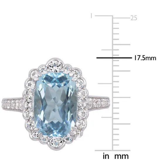 Original Amour 5 78 CT TGW Sky Blue Topaz and White Topaz Cocktail Ring in Sterling Silver JMS always Rings Original Amour 5 78 CT TGW Sky Blue Topaz and White Topaz Cocktail Ring in Sterling Silver JMS always Rings