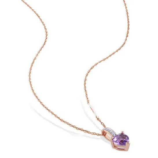 Original AMOUR Heart Shaped Amethyst Pendant and Chain with Diamonds In 10K Rose Gold JMS always Necklaces Original AMOUR Heart Shaped Amethyst Pendant and Chain with Diamonds In 10K Rose Gold JMS always Necklaces