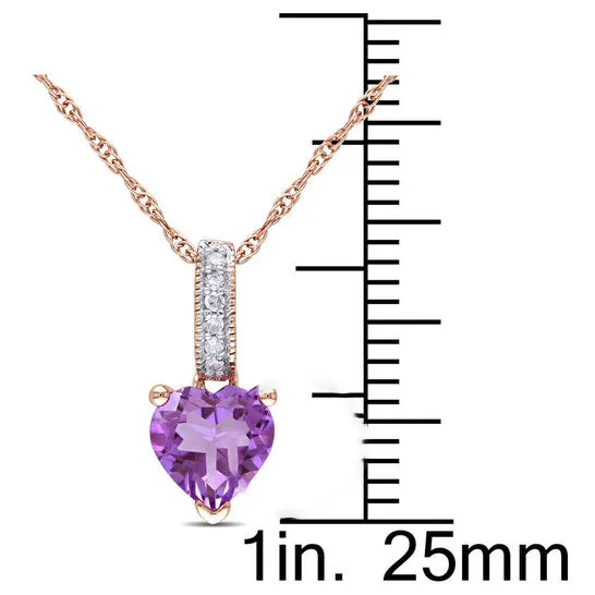 Original AMOUR Heart Shaped Amethyst Pendant and Chain with Diamonds In 10K Rose Gold JMS always Necklaces Original AMOUR Heart Shaped Amethyst Pendant and Chain with Diamonds In 10K Rose Gold JMS always Necklaces