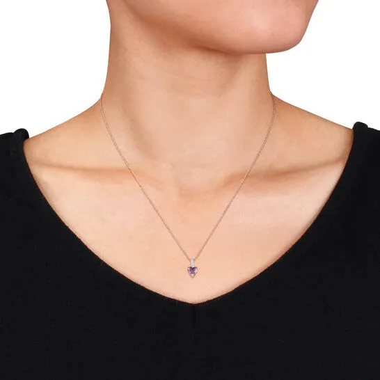 Original AMOUR Heart Shaped Amethyst Pendant and Chain with Diamonds In 10K Rose Gold JMS always Necklaces Original AMOUR Heart Shaped Amethyst Pendant and Chain with Diamonds In 10K Rose Gold JMS always Necklaces
