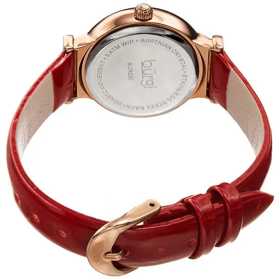 Original Burgi Silver Dial Red Leather Ladies Watch BUR230RD JMS always Watches Original Burgi Silver Dial Red Leather Ladies Watch BUR230RD JMS always Watches