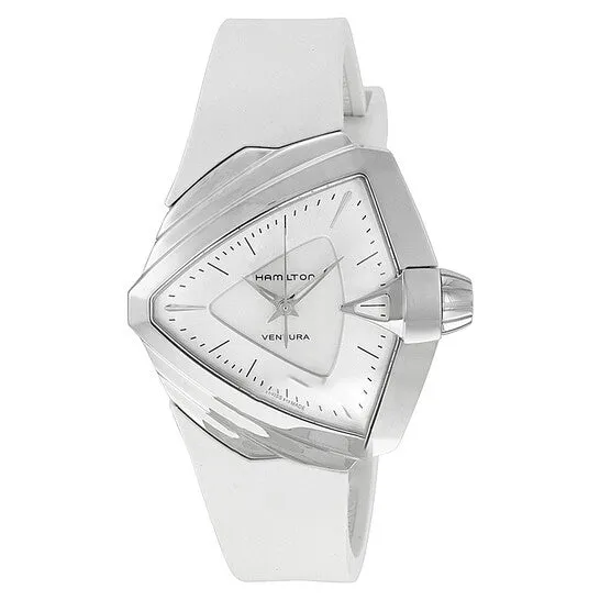 Original Hamilton Ventura Silver Dial White Rubber Ladies Watch H24251391 JMS always Watches Original Hamilton Ventura Silver Dial White Rubber Ladies Watch H24251391 JMS always Watches
