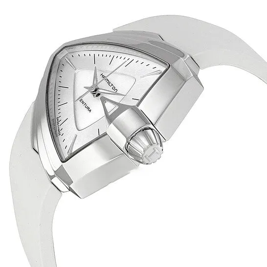 Original Hamilton Ventura Silver Dial White Rubber Ladies Watch H24251391 JMS always Watches Original Hamilton Ventura Silver Dial White Rubber Ladies Watch H24251391 JMS always Watches