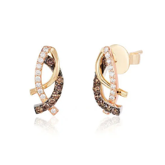 Original Le Vian Ladies Chocolate Diamonds Earrings set in 14K Tri Color Gold JMS always Earrings Original Le Vian Ladies Chocolate Diamonds Earrings set in 14K Tri Color Gold JMS always Earrings
