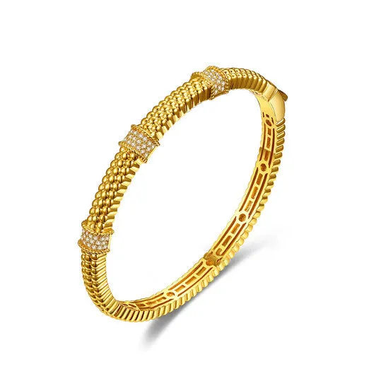 Original Megan Walford 14k Gold Plated with Diamond Cubic Zirconia 3D Textured Bangle Bracelet JMS always Bracelets Original Megan Walford 14k Gold Plated with Diamond Cubic Zirconia 3D Textured Bangle Bracelet JMS always Bracelets