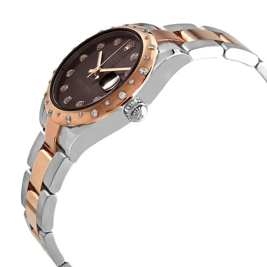 Original Rolex Datejust 31 Chocolate Diamond Dial Automatic Ladies Steel and 18kt Rose Gold Oyster Watch 278341CHDO JMS always Earrings Original Rolex Datejust 31 Chocolate Diamond Dial Automatic Ladies Steel and 18kt Rose Gold Oyster Watch 278341CHDO JMS always Earrings