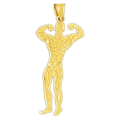 PreStyled Sets 14K Gold Silhouette Male Bodybuilder Pendant Goldia