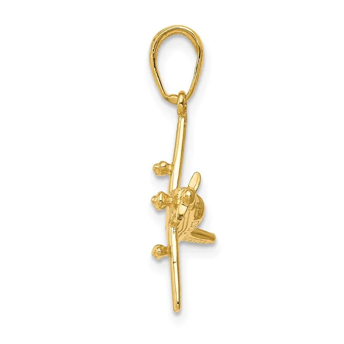 PreStyled Sets 14k Yellow Gold 3D LowWing Airplane Pendant Goldia
