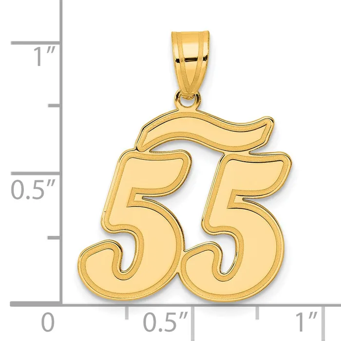 PreStyled Sets Goldia 14k Yellow Gold Brushed Border Script Number 55 Pendant