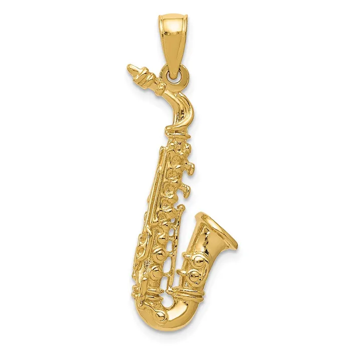 PreStyled Sets Goldia 14k Yellow Gold Solid Polished 3D Saxophone Pendant PreStyled Sets Goldia 14k Yellow Gold Solid Polished 3D Saxophone Pendant