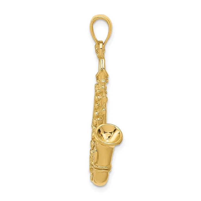 PreStyled Sets Goldia 14k Yellow Gold Solid Polished 3D Saxophone Pendant