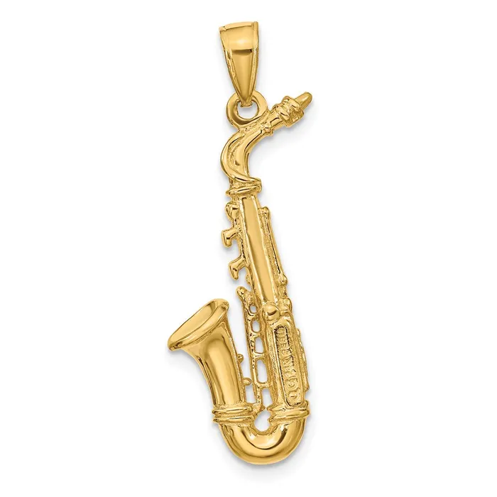 PreStyled Sets Goldia 14k Yellow Gold Solid Polished 3D Saxophone Pendant