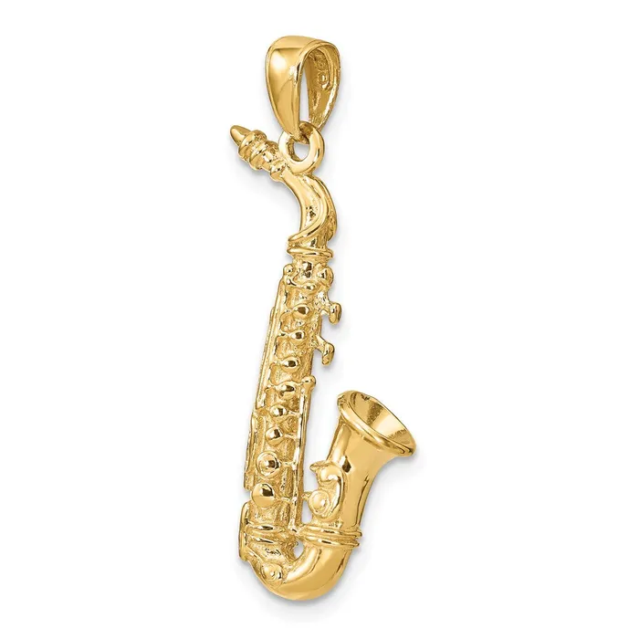 PreStyled Sets Goldia 14k Yellow Gold Solid Polished 3D Saxophone Pendant