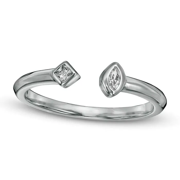 Rings 010 CT TW Marquise and PrincessCut Natural Diamond Open Shank Ring in Solid 10K White Gold Goldia Rings 010 CT TW Marquise and PrincessCut Natural Diamond Open Shank Ring in Solid 10K White Gold Goldia