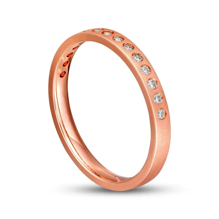 Rings 017 CT TW Natural Diamond Satin Stackable Anniversary Band in Solid 10K Rose Gold Goldia Rings 017 CT TW Natural Diamond Satin Stackable Anniversary Band in Solid 10K Rose Gold Goldia