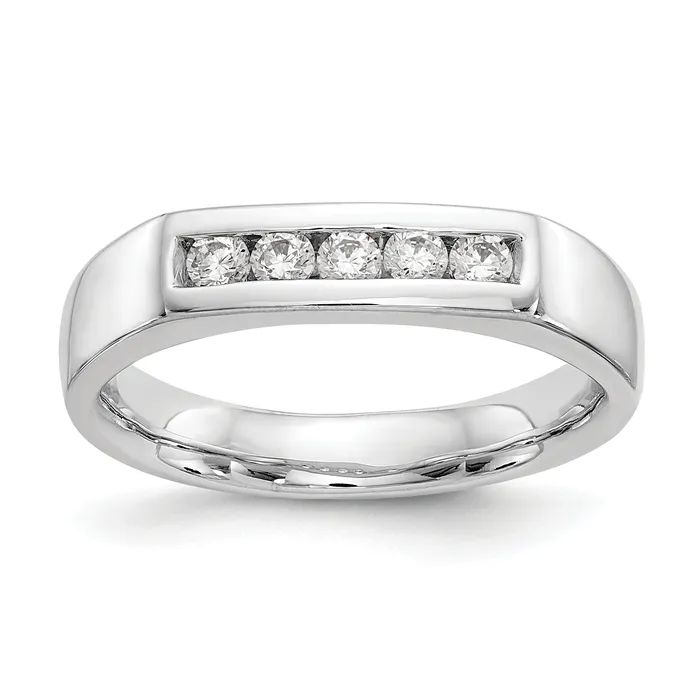 Rings 025ct CZ Solid Real 14K White Gold 5Stone Channel Wedding Band Ring Goldia Rings 025ct CZ Solid Real 14K White Gold 5Stone Channel Wedding Band Ring Goldia