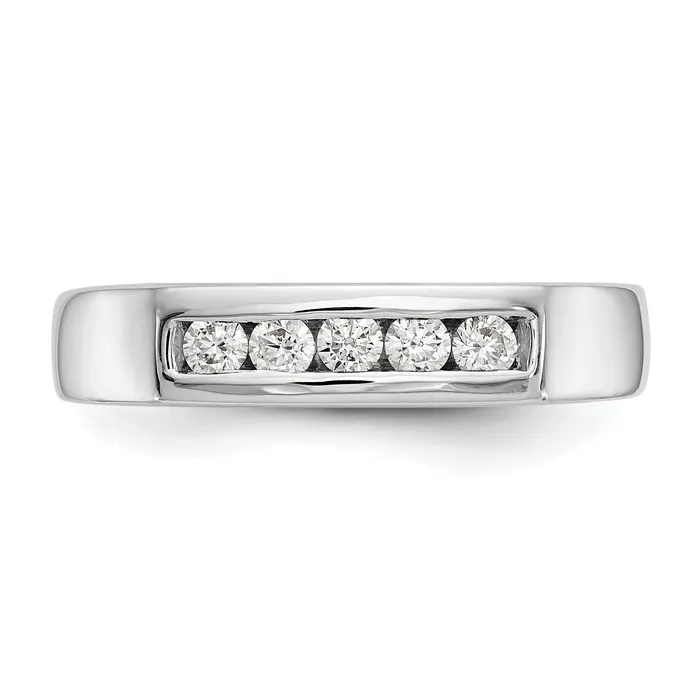 Rings 025ct CZ Solid Real 14K White Gold 5Stone Channel Wedding Band Ring Goldia