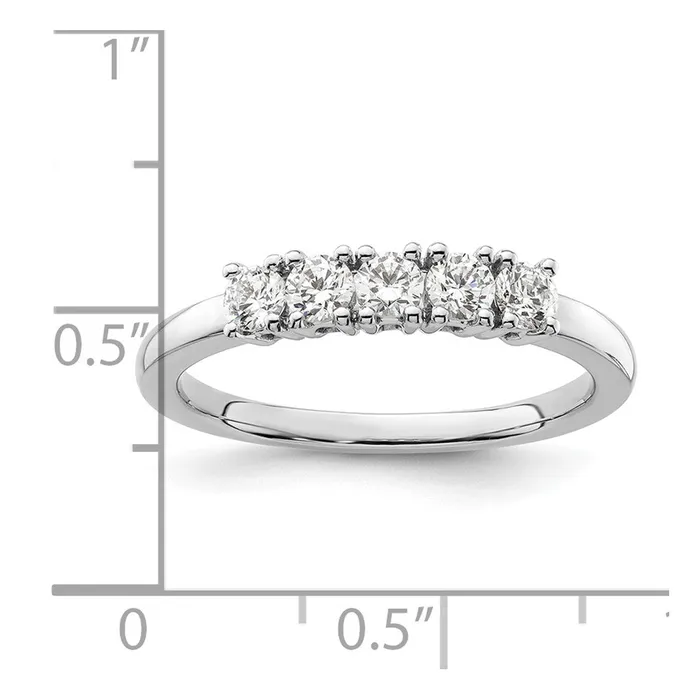 Rings 050ct CZ Solid Real 14K White Gold 5Stone Wedding Band Ring Goldia