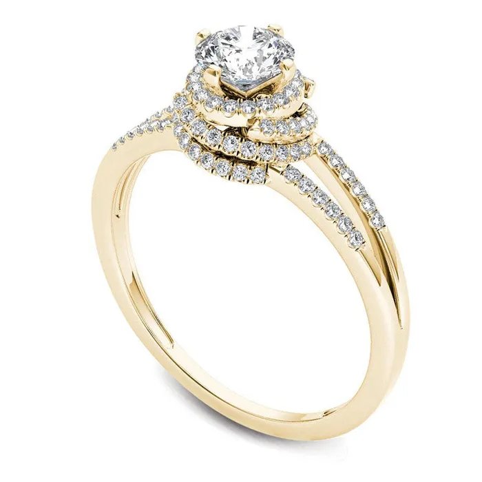 Rings 075 CT TW Natural Diamond Frame Split Shank Engagement Ring in Solid 14K Gold Goldia Rings 075 CT TW Natural Diamond Frame Split Shank Engagement Ring in Solid 14K Gold Goldia